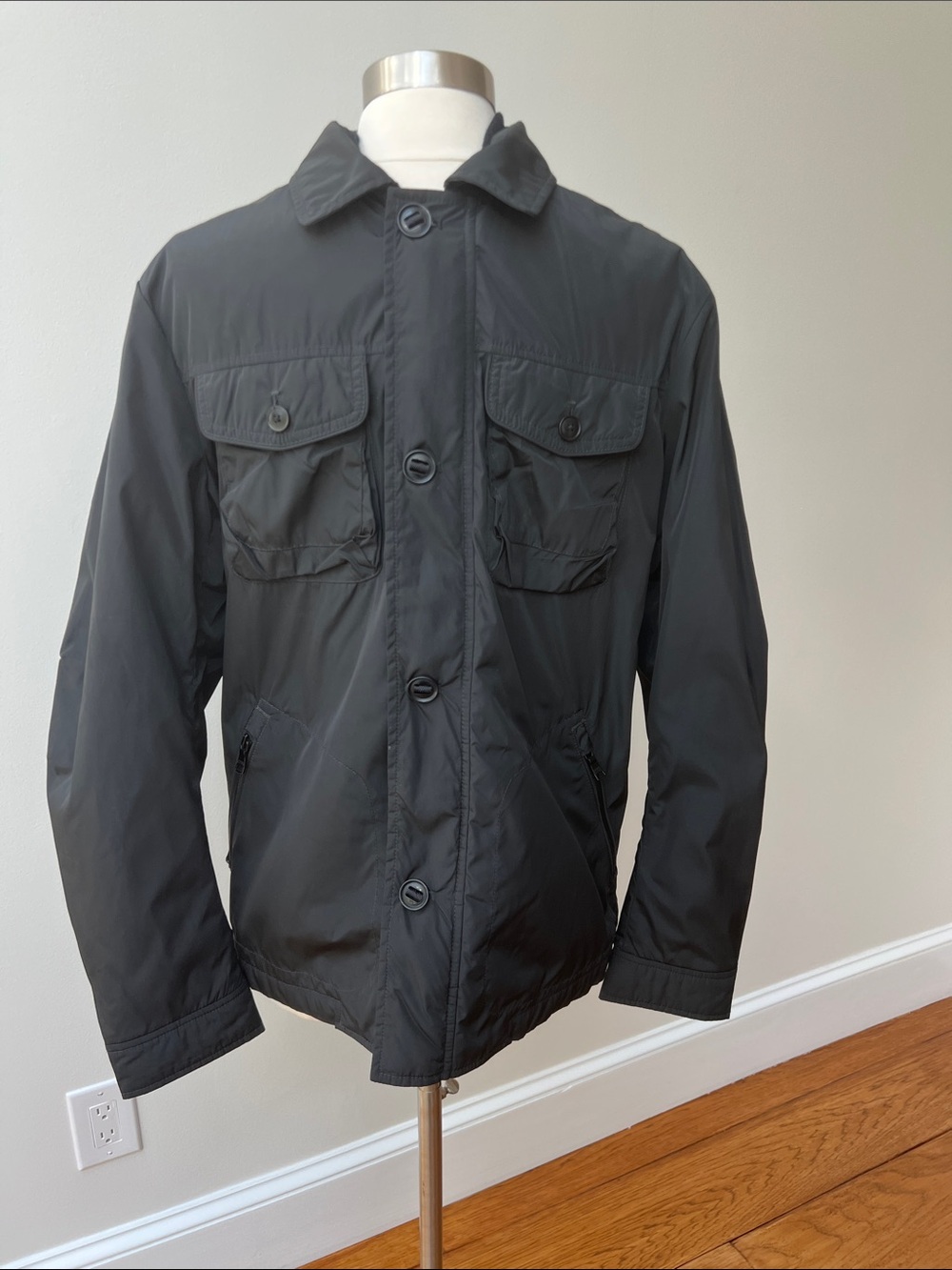 Banana Repiblic Men's Black Button-Front Lightweight Field Jacket